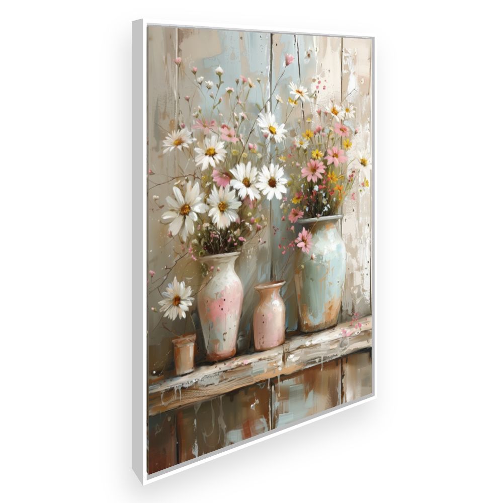 Toile Bouquets champêtres élégants – toile cadre blanc (slide 2)