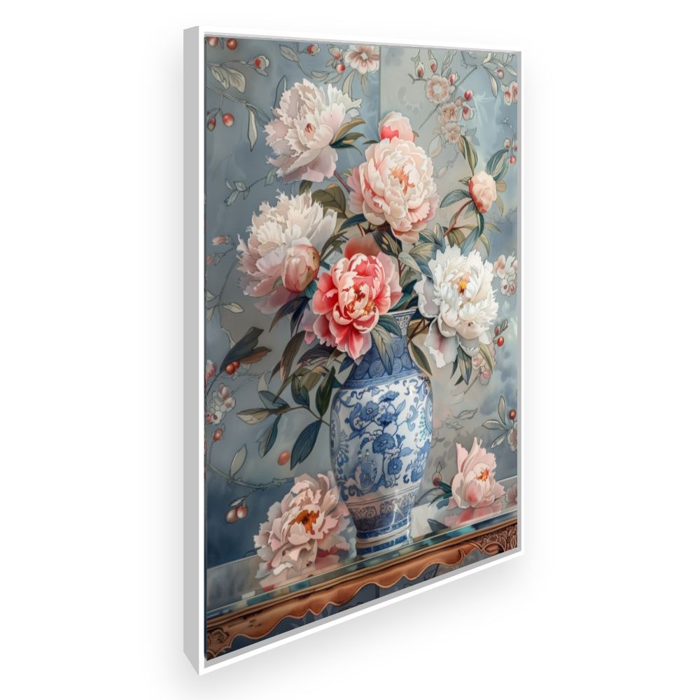 Toile Fleurs élégantes – toile cadre blanc (slide 2)