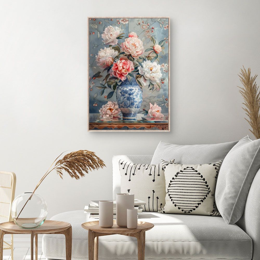 Toile Fleurs élégantes – toile cadre naturel (slide 1, 60×90)