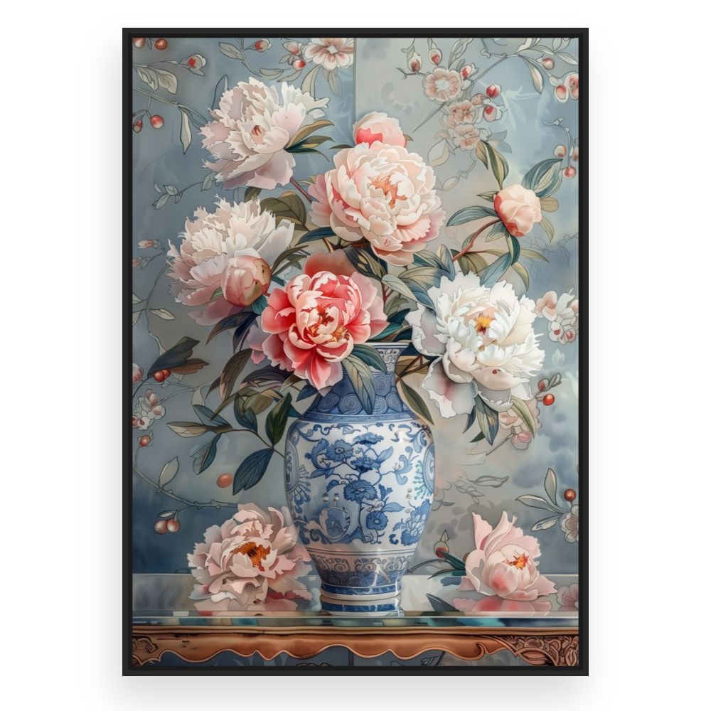 Toile Fleurs élégantes – toile cadre noir (slide 3)