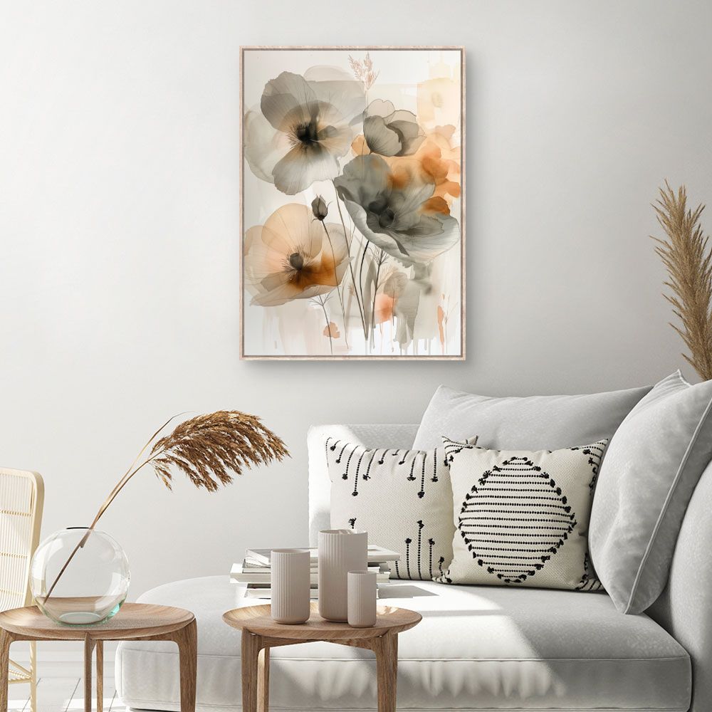 Toile Élégance florale douce – toile cadre naturel (slide 1, 60×90)