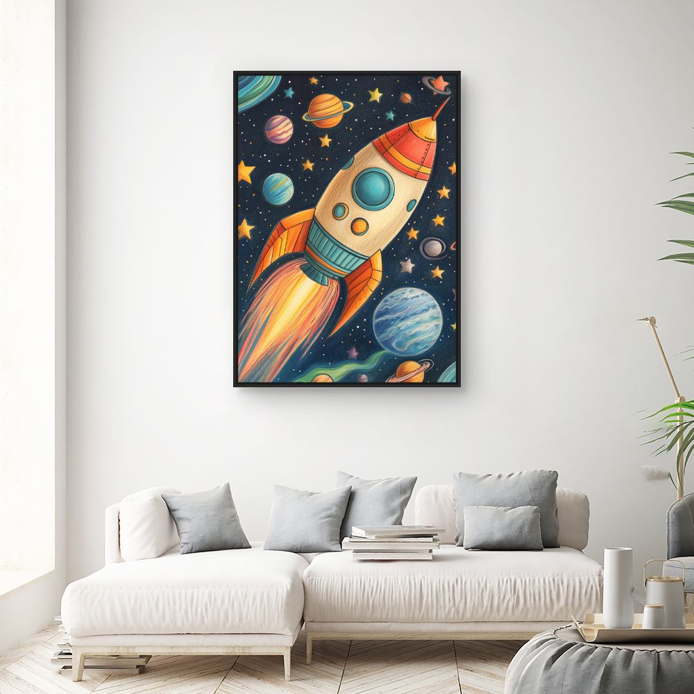 Tableau 'Fusée spatiale vibrante'