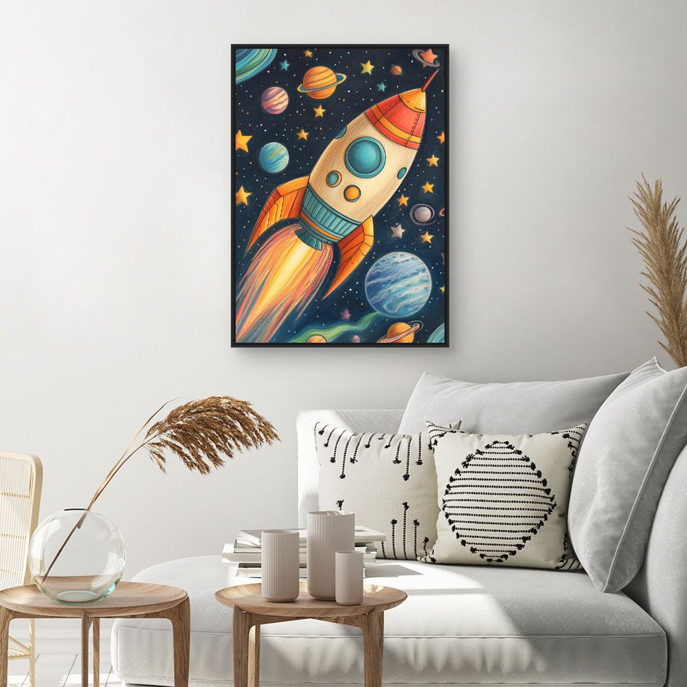 Tableau 'Fusée spatiale vibrante'