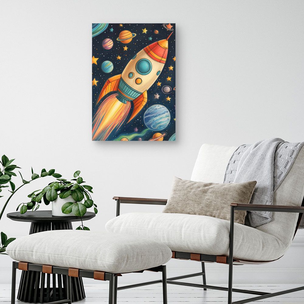 Tableau 'Fusée spatiale vibrante'