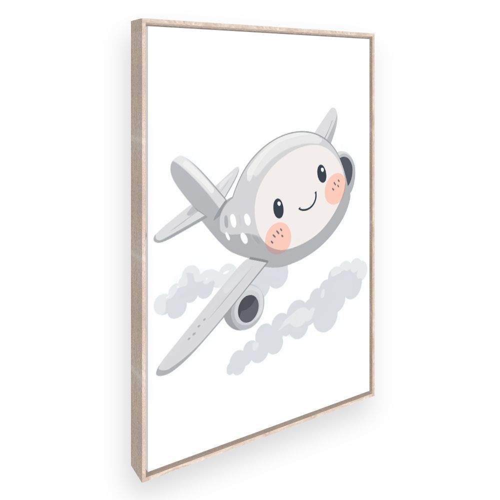 Tableau imprimé pour enfants 'Adorable avion souriant'