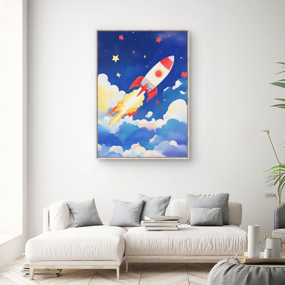 Tableau 'Fusée ludique colorée'
