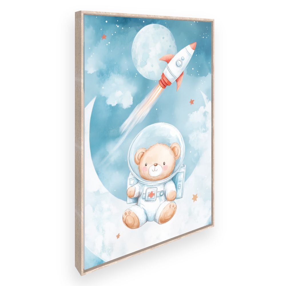 Tableau imprimé pour enfants 'Ourson cosmonaute'