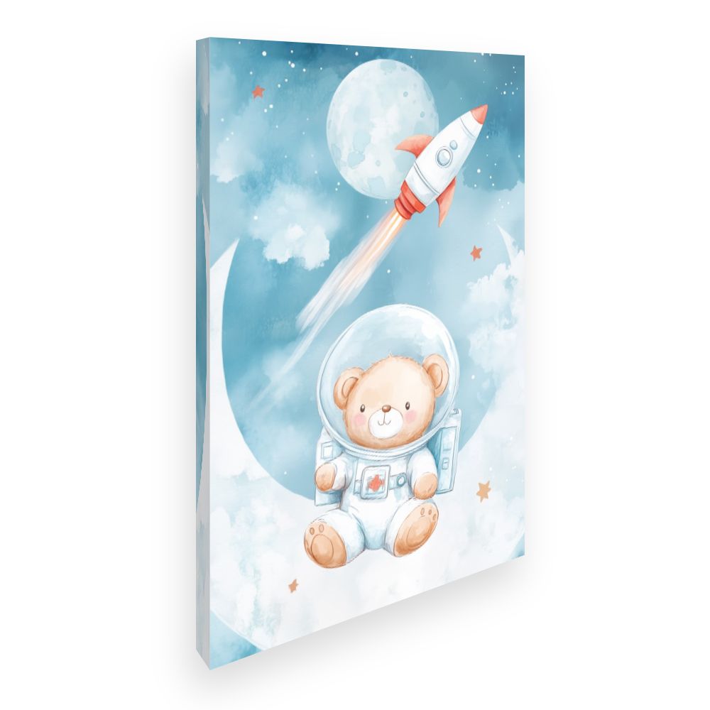 Tableau imprimé pour enfants 'Ourson cosmonaute'