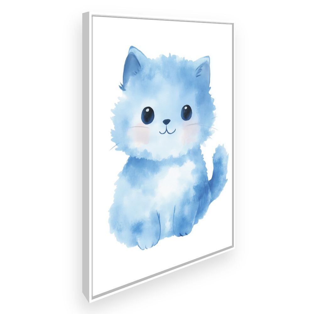 Tableau imprimé pour enfants 'Chaton bleu doux'