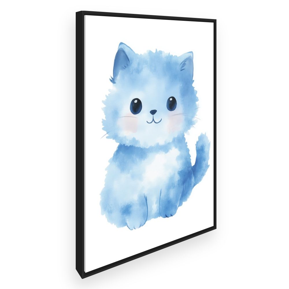 Tableau imprimé pour enfants 'Chaton bleu doux'