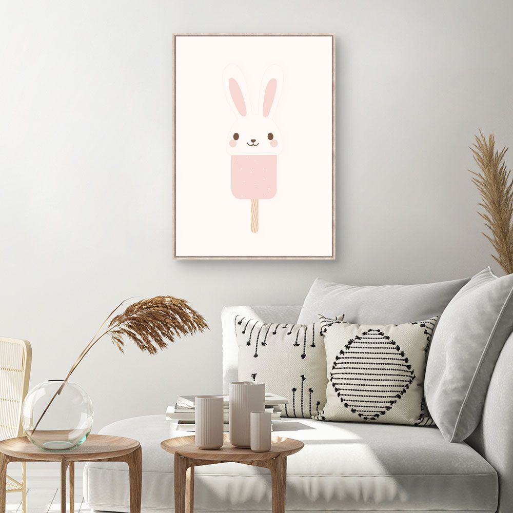 Tableau imprimé pour enfants 'Lapin glacé mignon'
