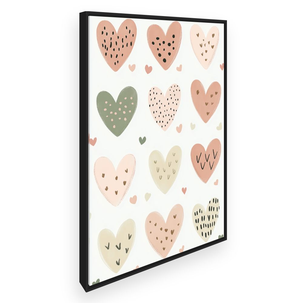 Tableau imprimé pour enfants 'Cœurs pastel charmants'
