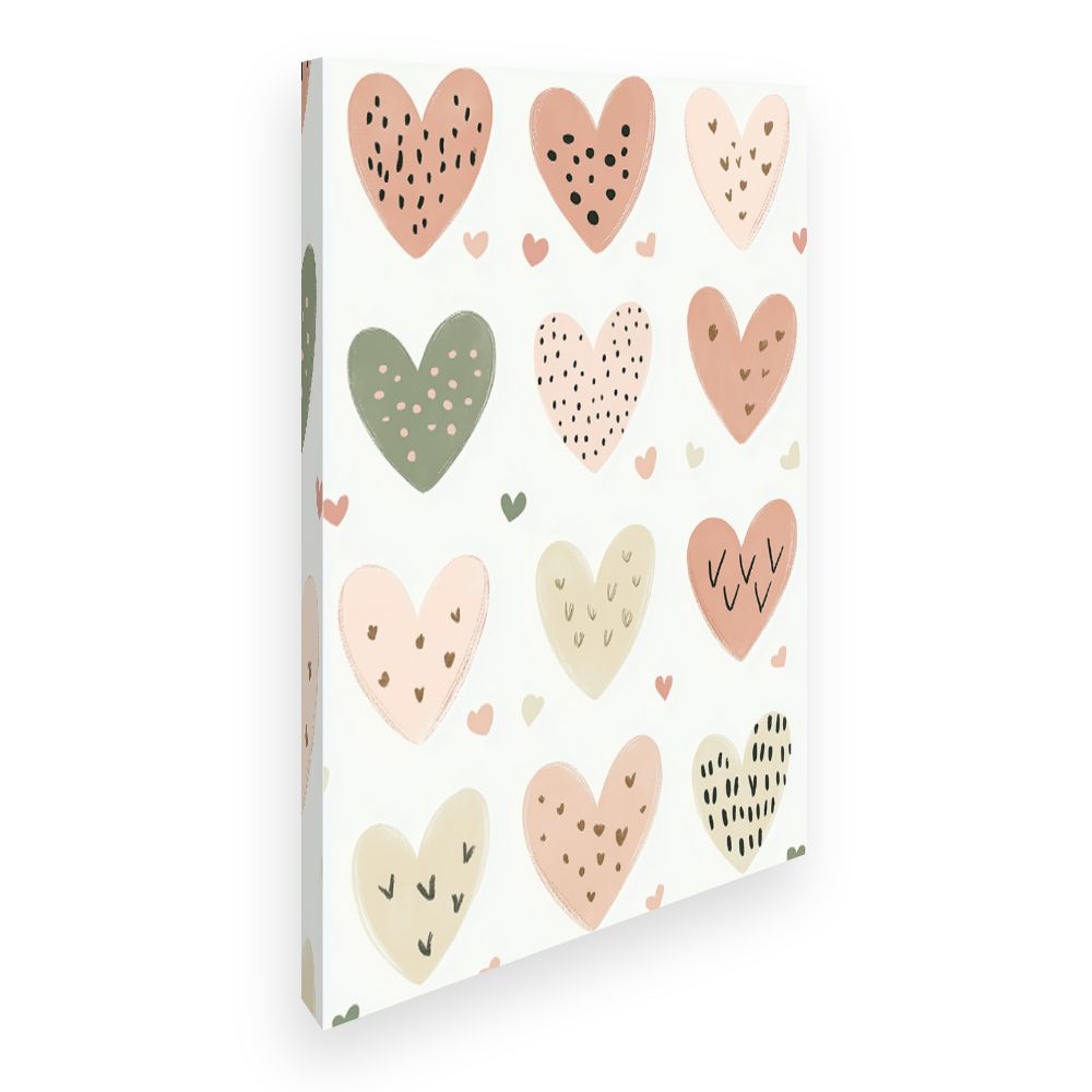 Tableau imprimé pour enfants 'Cœurs pastel charmants'