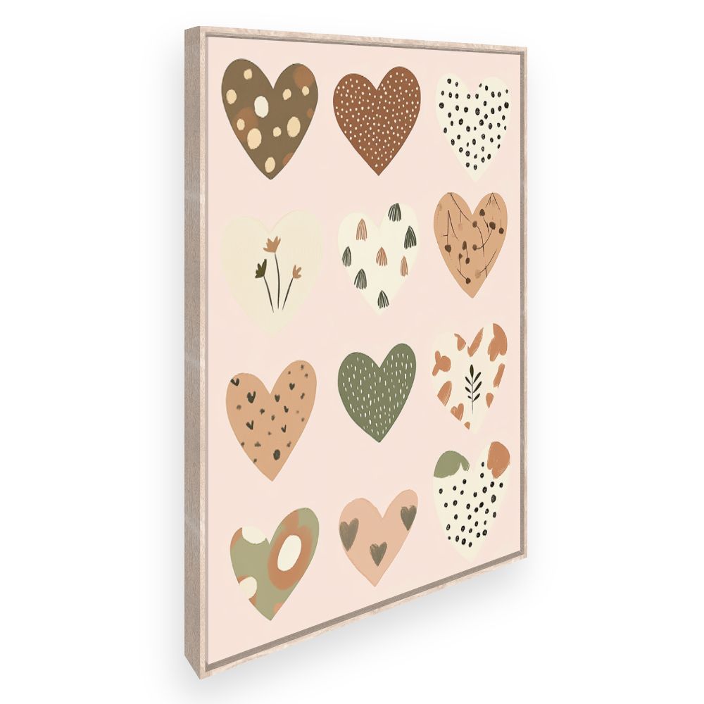 Tableau imprimé pour enfants 'Cœurs doux pastels'