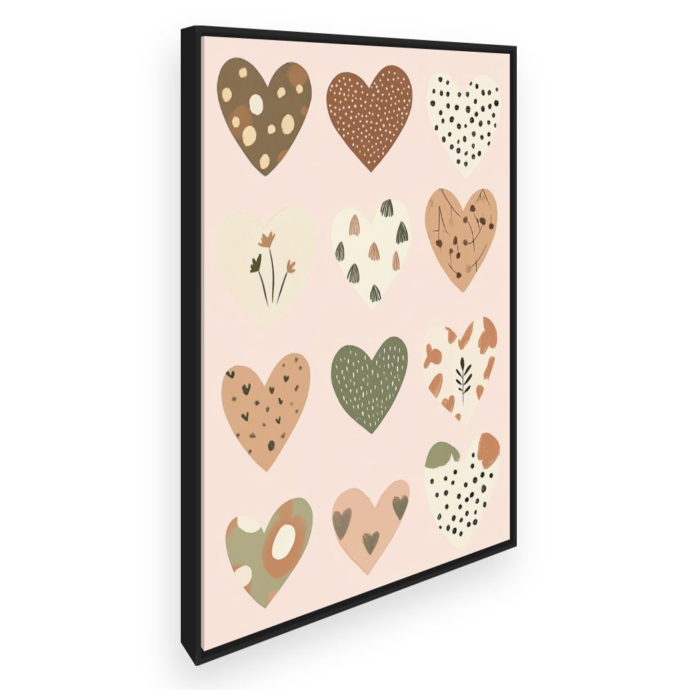 Tableau imprimé pour enfants 'Cœurs doux pastels'