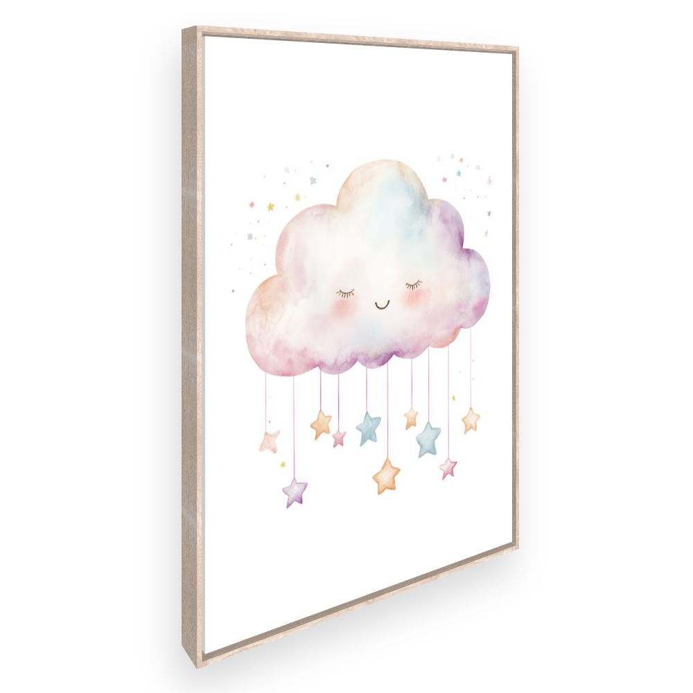 Tableau imprimé pour enfants 'Nuage étoilé doux'