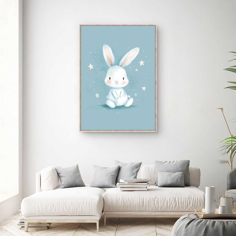 Tableau imprimé pour enfants 'Doux lapin étoilé'