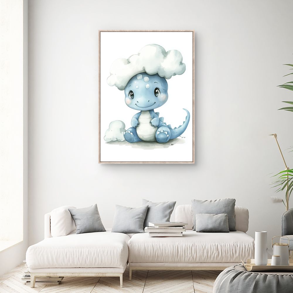 Tableau 'Dino nuageux'