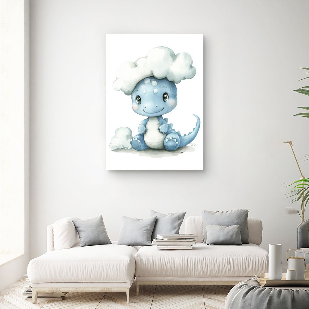 Tableau 'Dino nuageux'