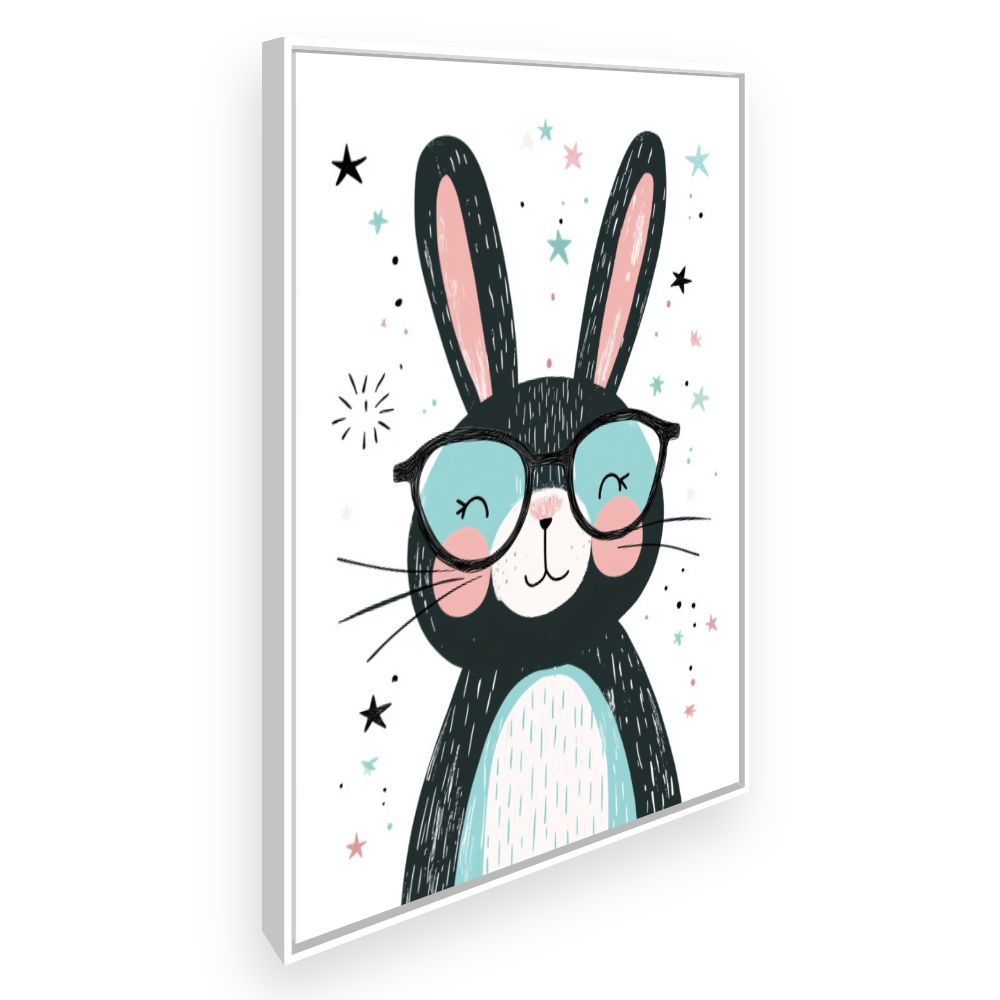 Tableau imprimé pour enfants 'Lapin adorable lunettes'
