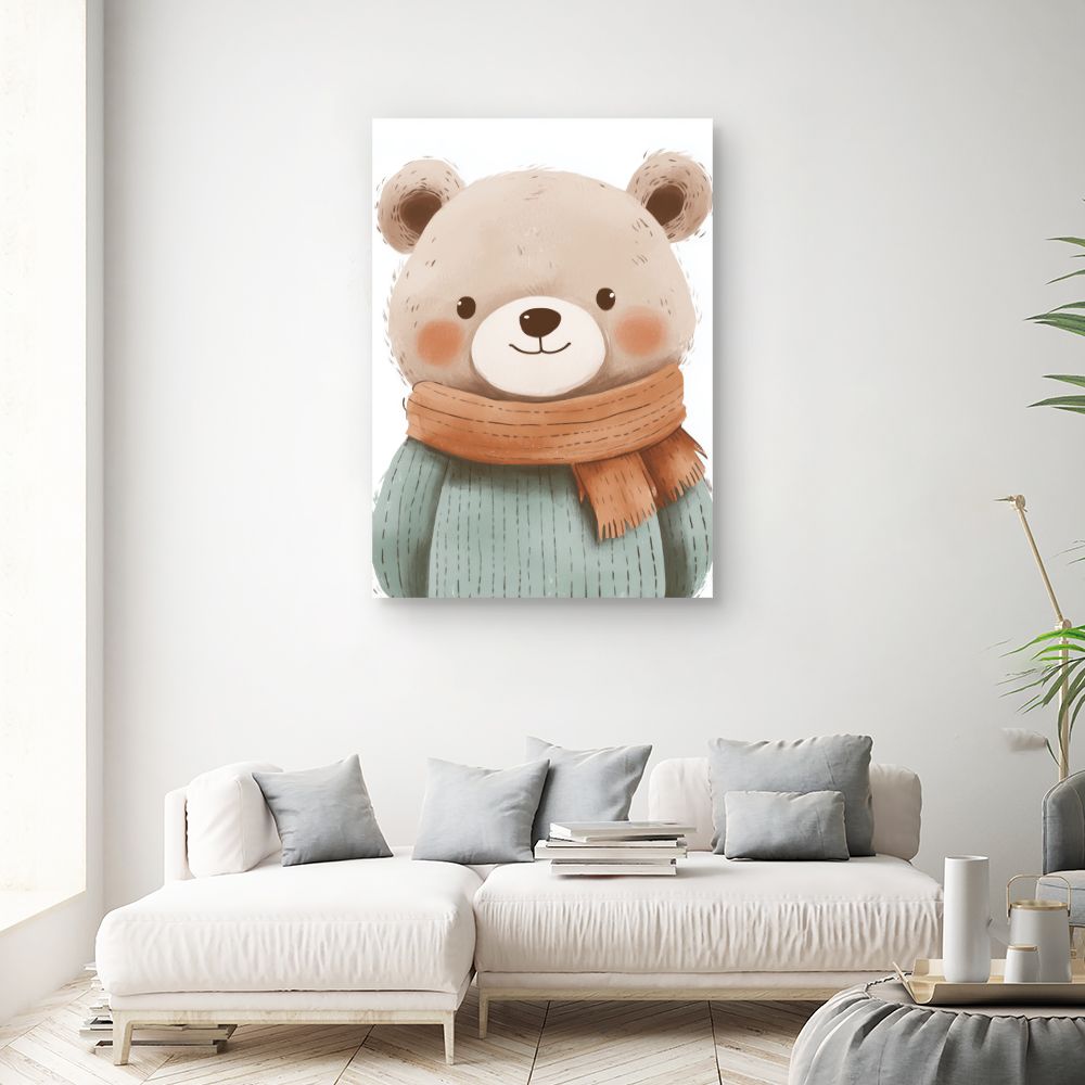 Tableau imprimé pour enfants 'Ours chaleureux'