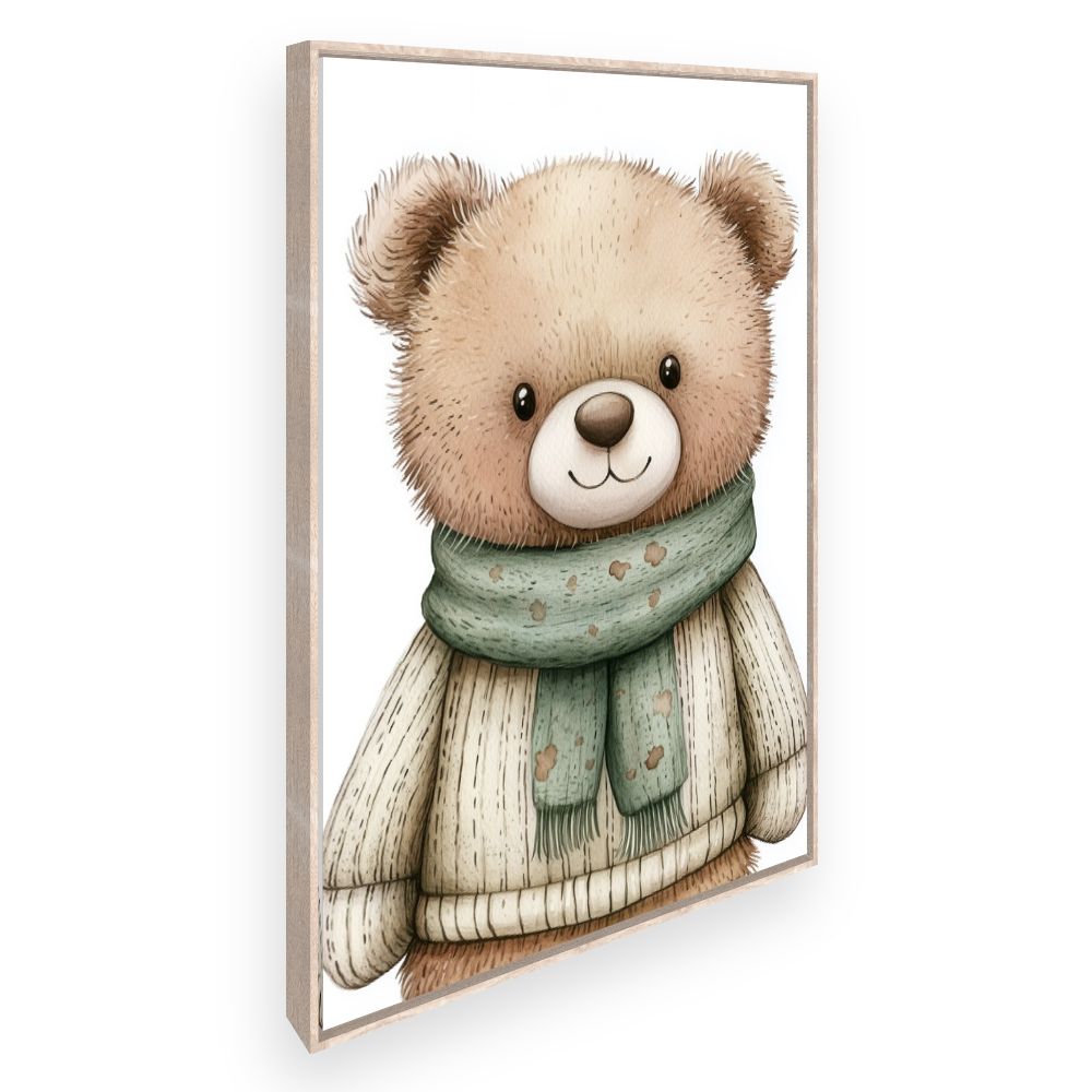 Tableau imprimé pour enfants 'Ours mignon vêtu'