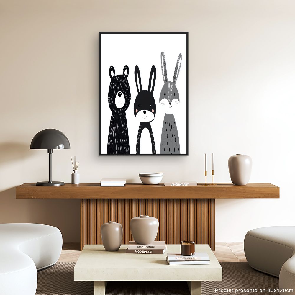 Tableau imprimé pour enfants 'Animaux mignons'