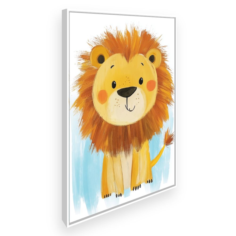 Tableau imprimé pour enfants 'Lion mignon coloré'
