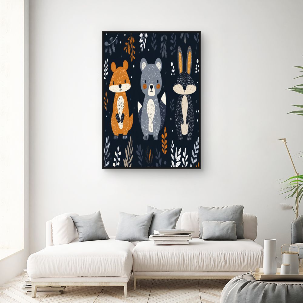 Tableau imprimé pour enfants 'Animaux adorables'