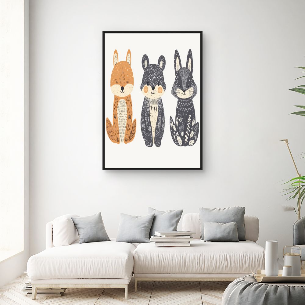 Tableau imprimé pour enfants 'Animaux mignons'