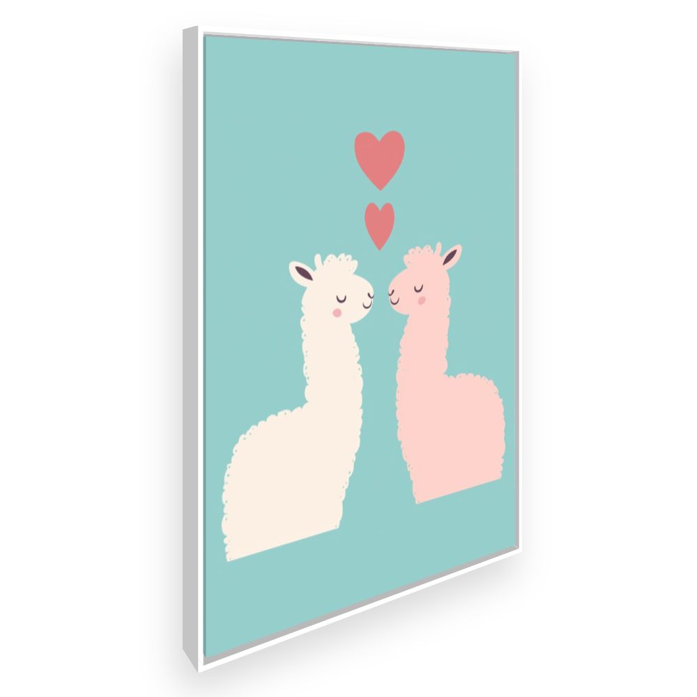 Tableau imprimé pour enfants 'Lamas amoureux'
