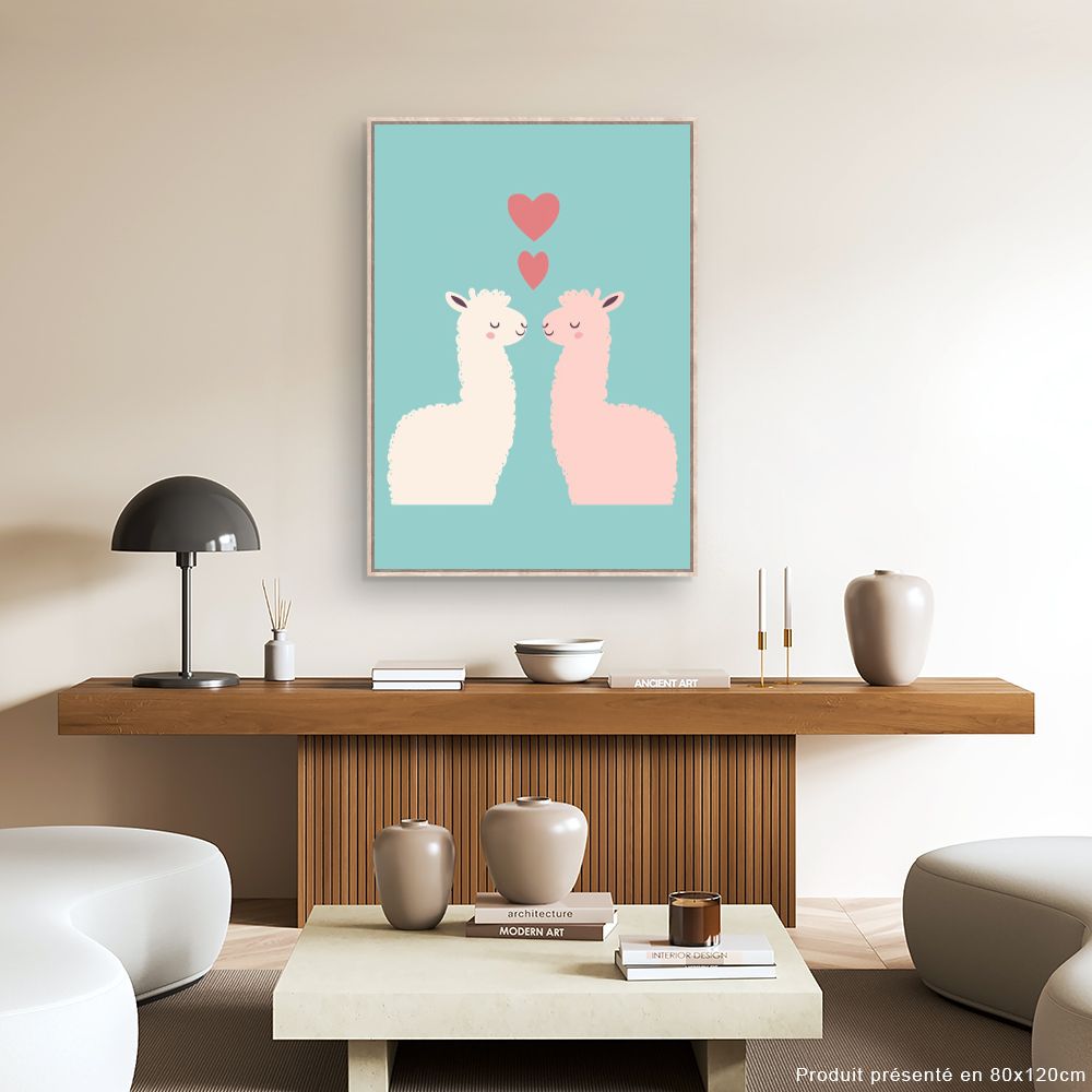 Tableau 'Lamas amoureux'