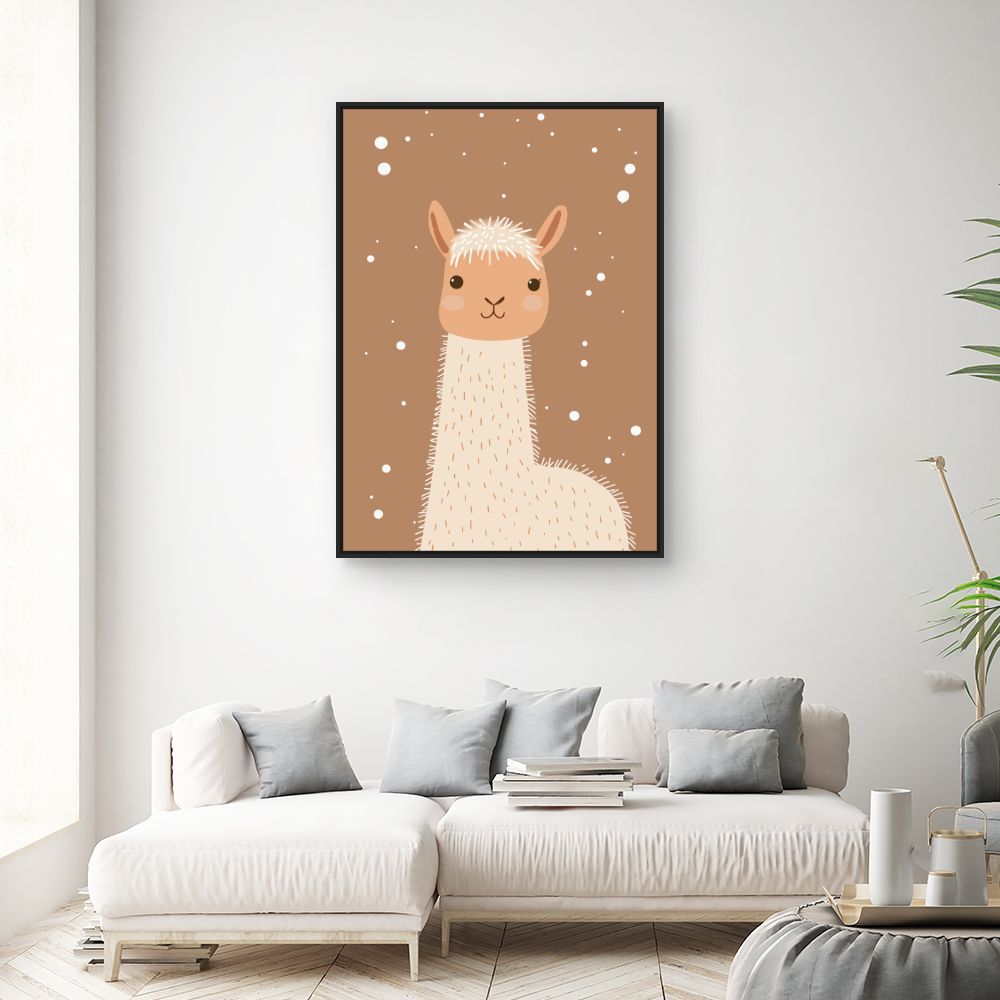 Tableau imprimé pour enfants 'Lama adorable minimaliste'