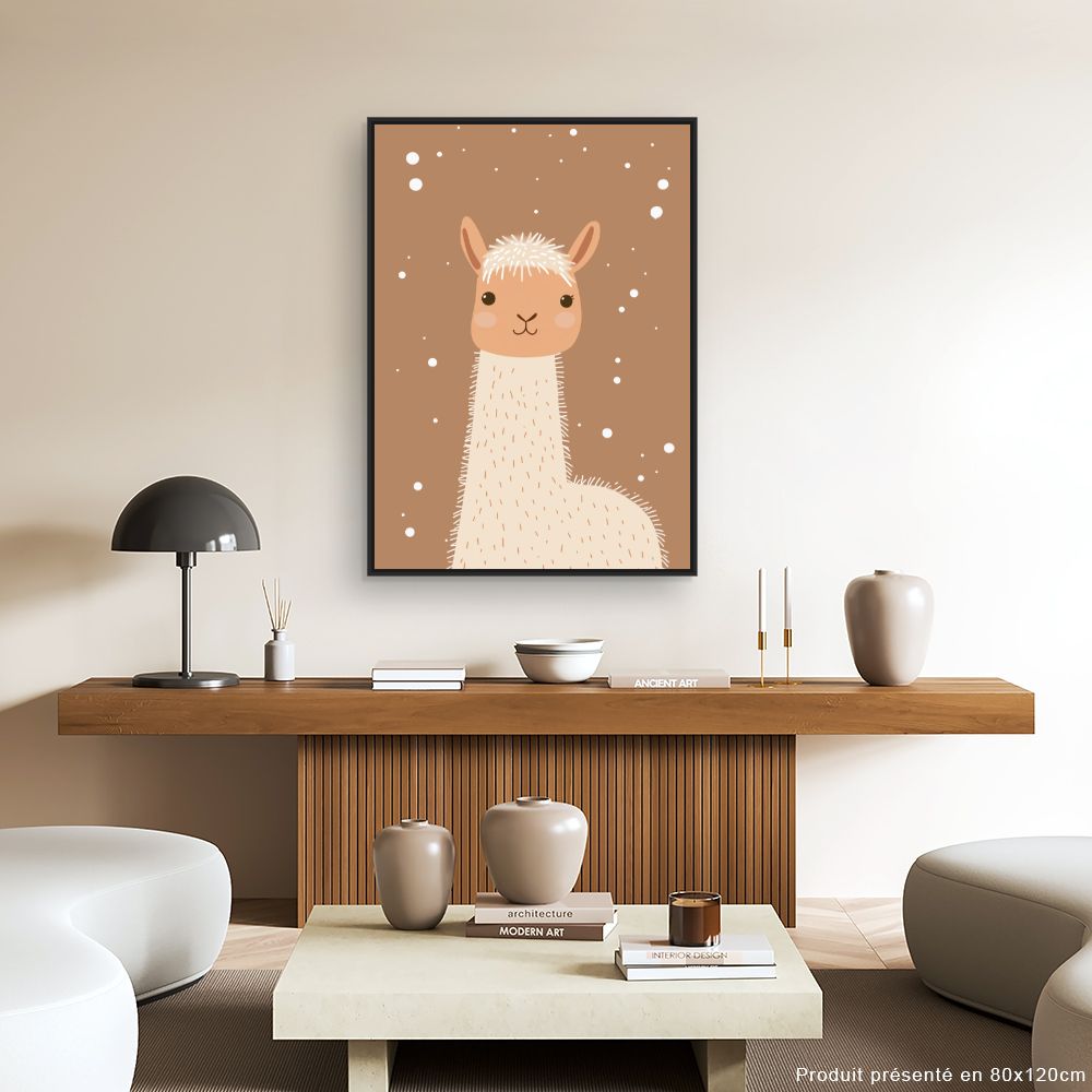 Tableau imprimé pour enfants 'Lama adorable minimaliste'