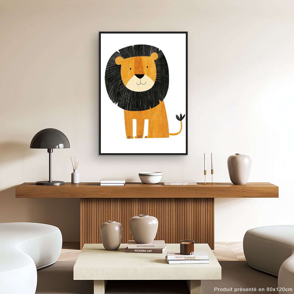 Tableau imprimé pour enfants 'Lion adorable'
