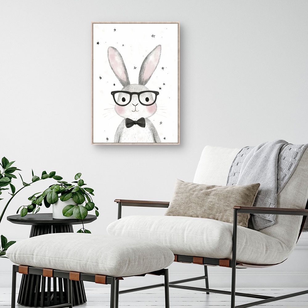 Tableau imprimé pour enfants 'Lapin élégant'