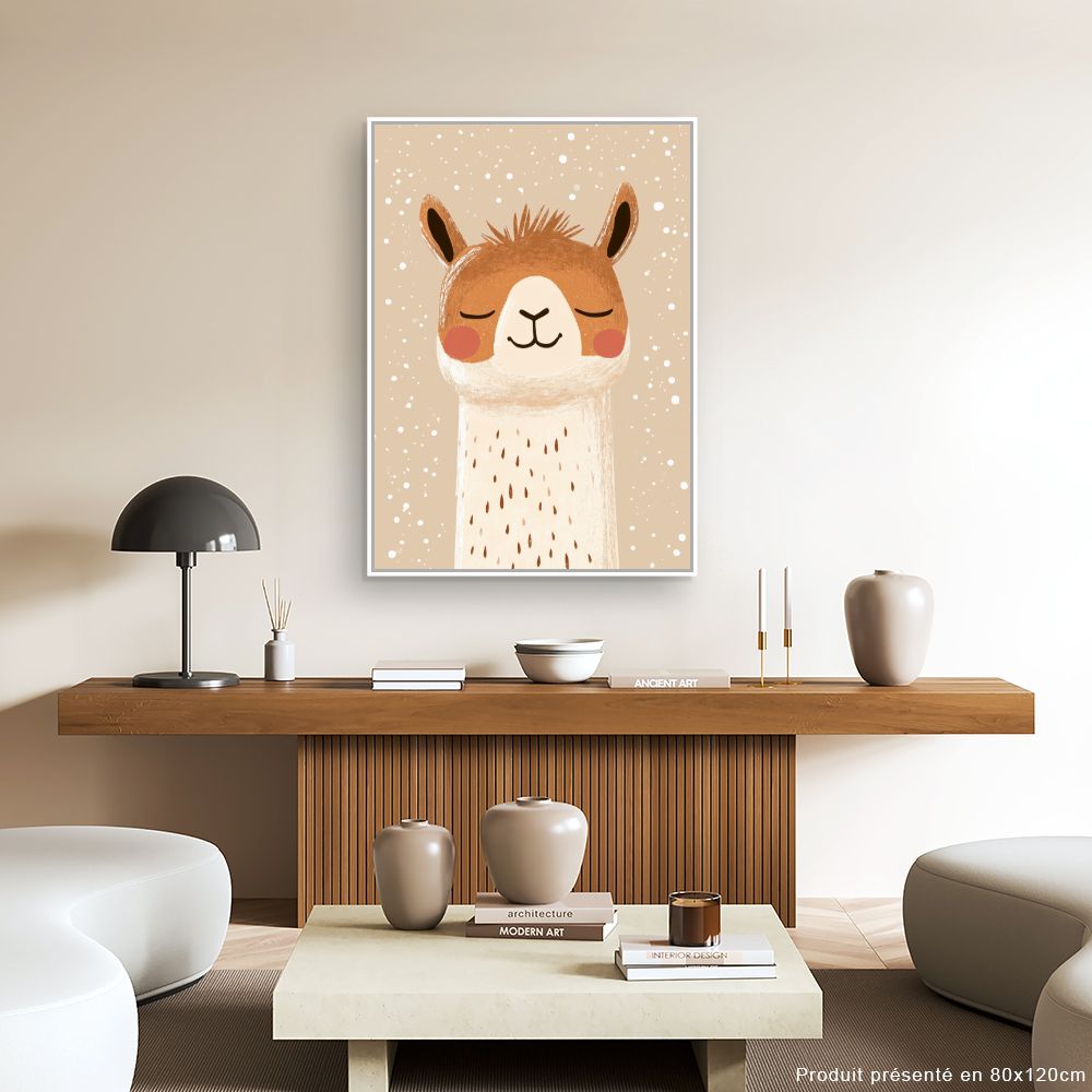 Tableau imprimé pour enfants 'Lama rêveur'