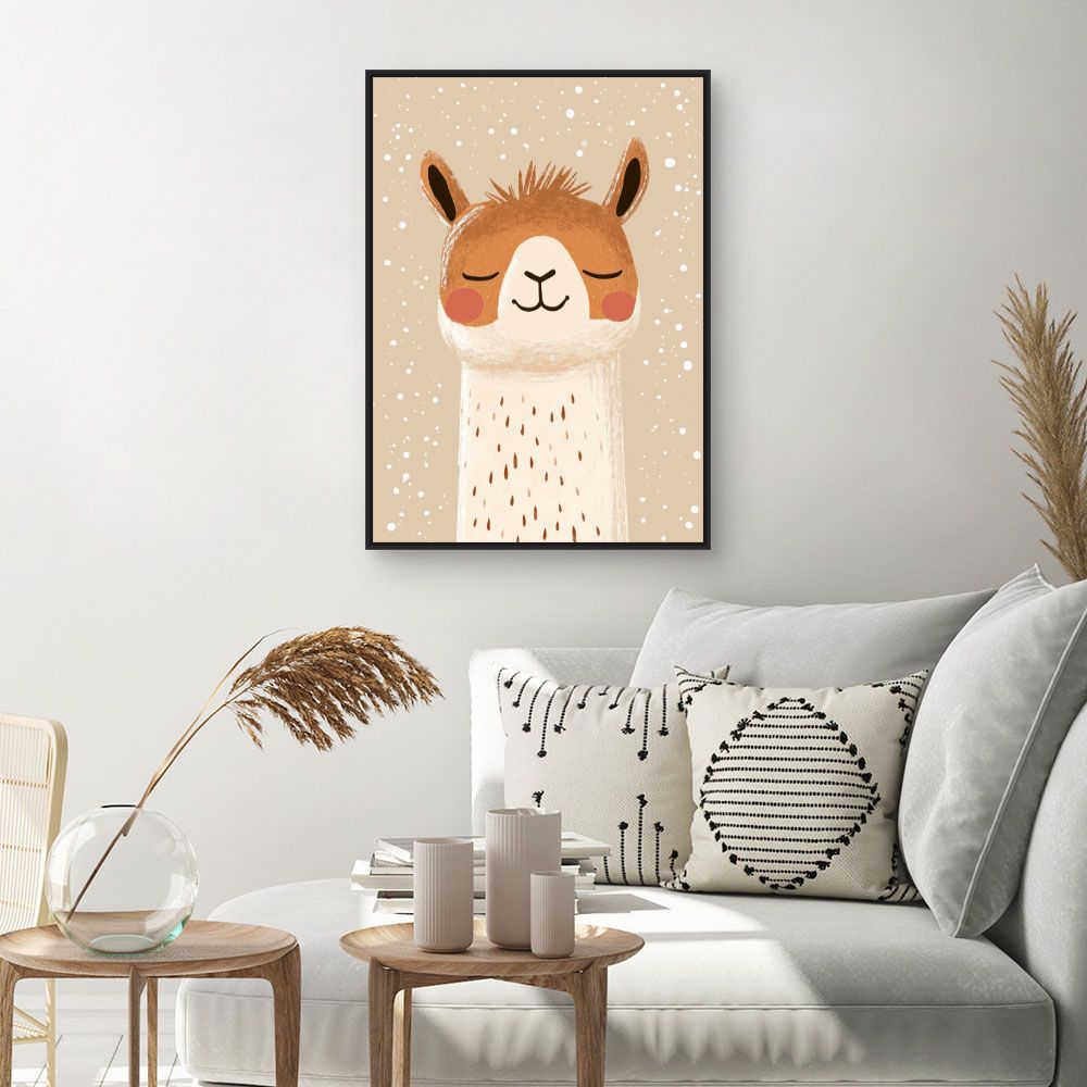Tableau imprimé pour enfants 'Lama rêveur'