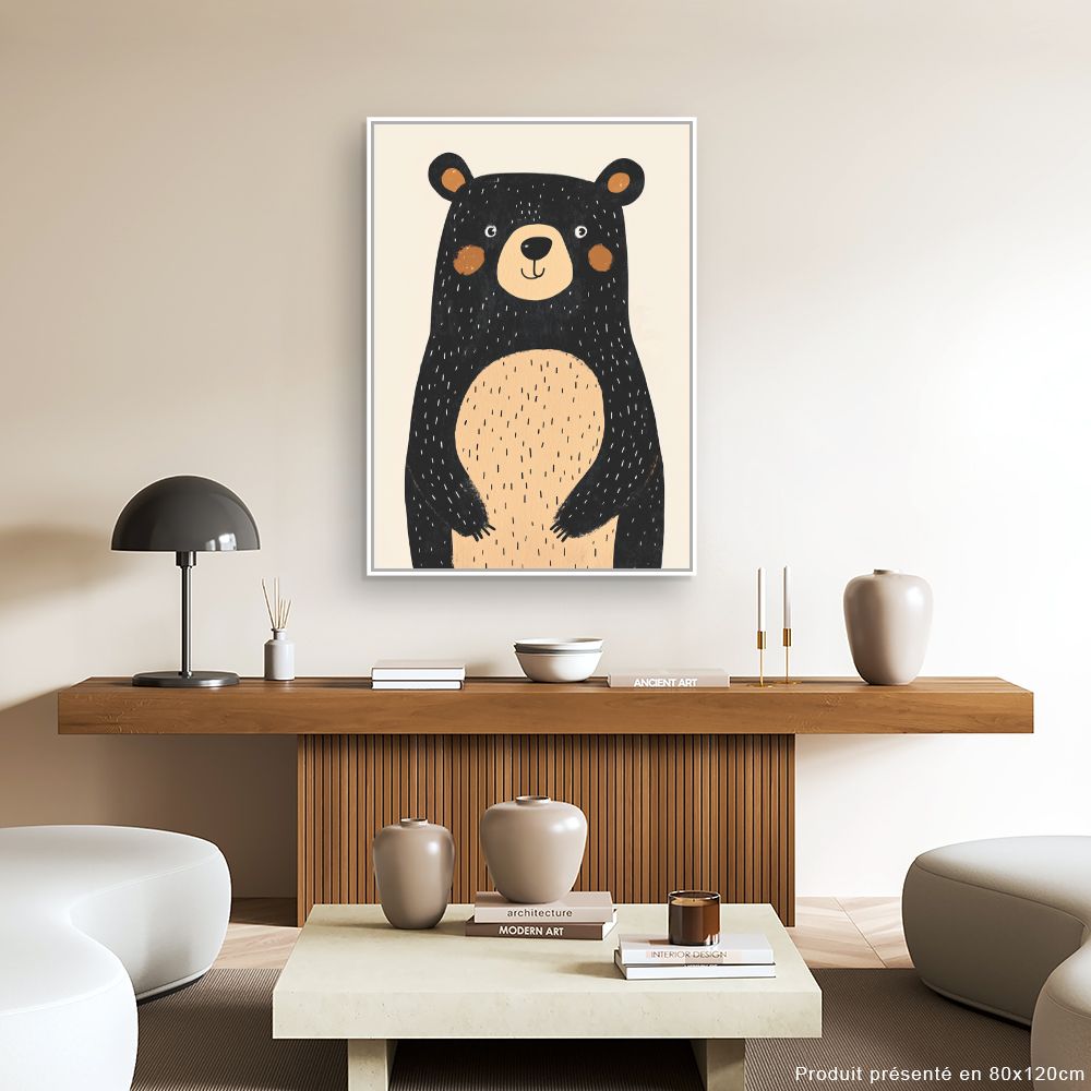 Tableau imprimé pour enfants 'Ours adorable'