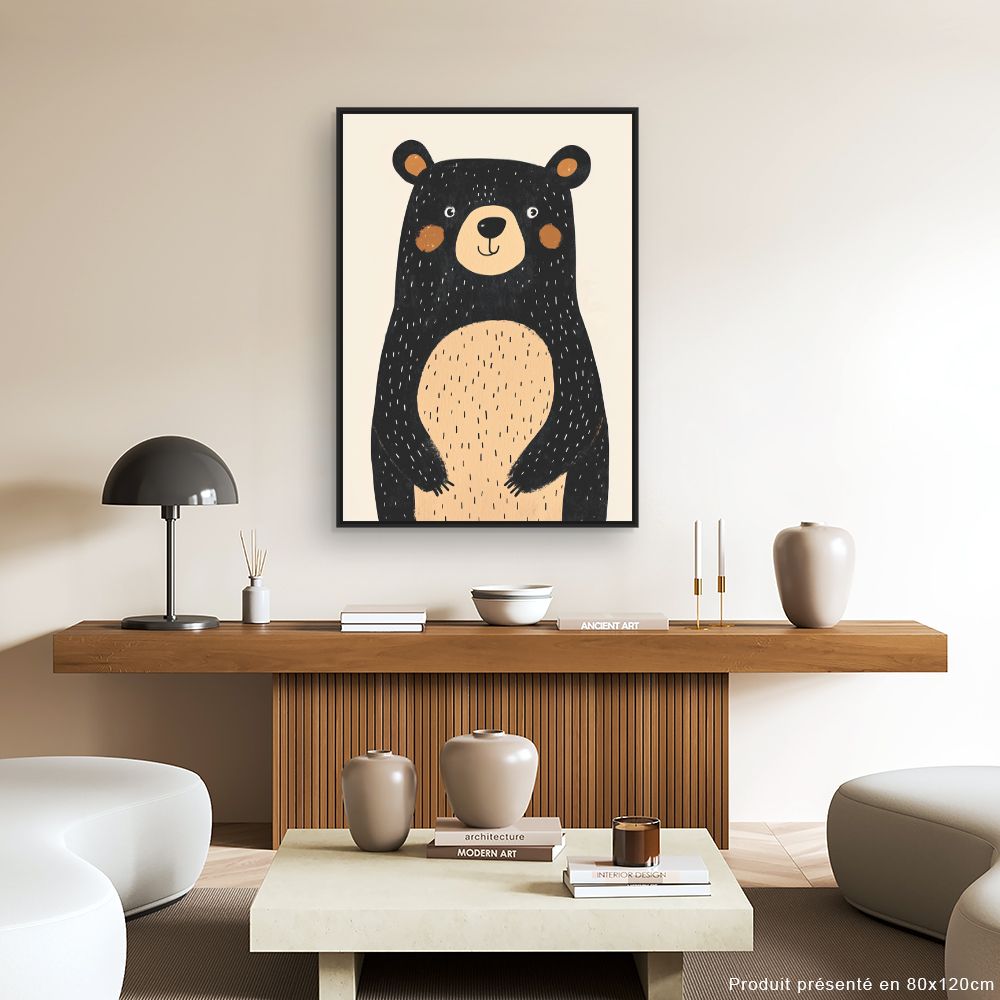 Tableau imprimé pour enfants 'Ours adorable'