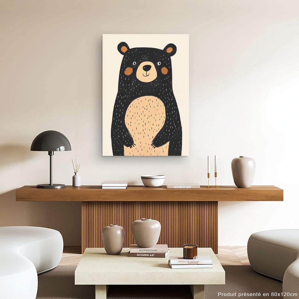 Tableau imprimé pour enfants 'Ours adorable'