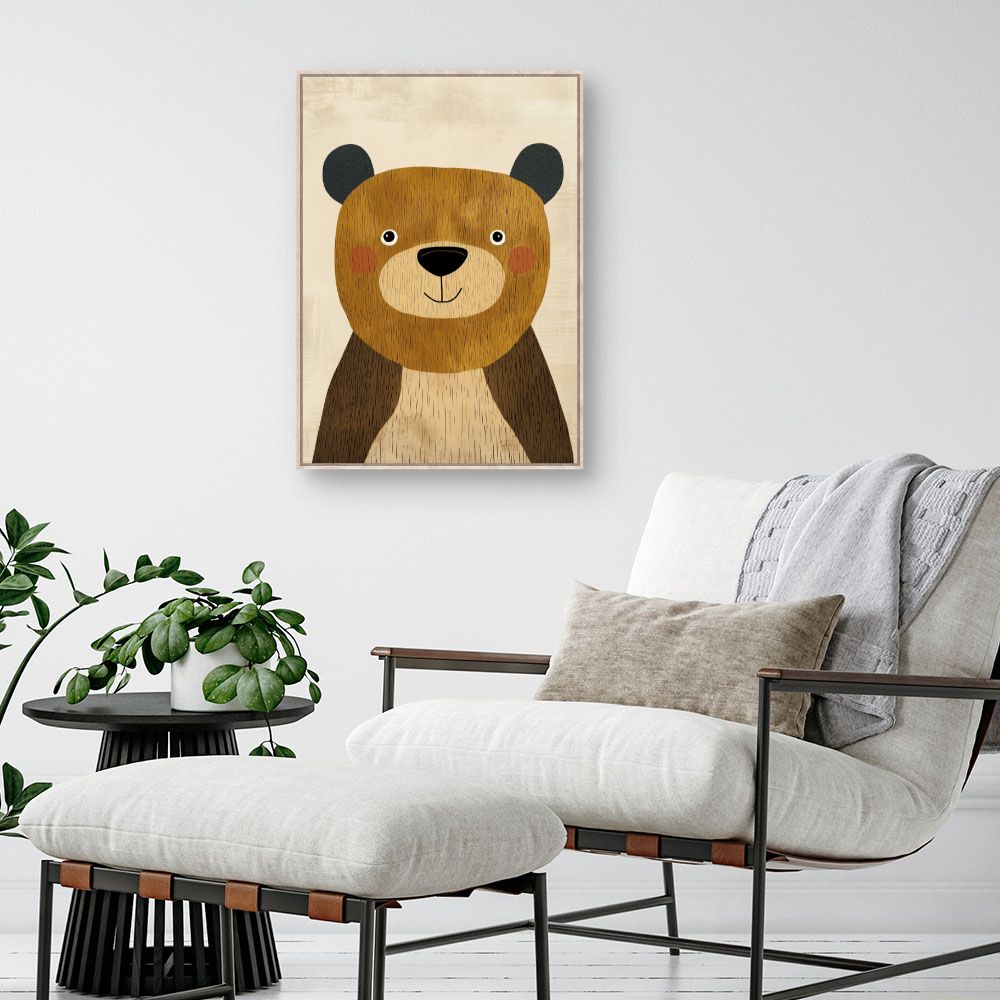 Tableau imprimé pour enfants 'Ours adorable'