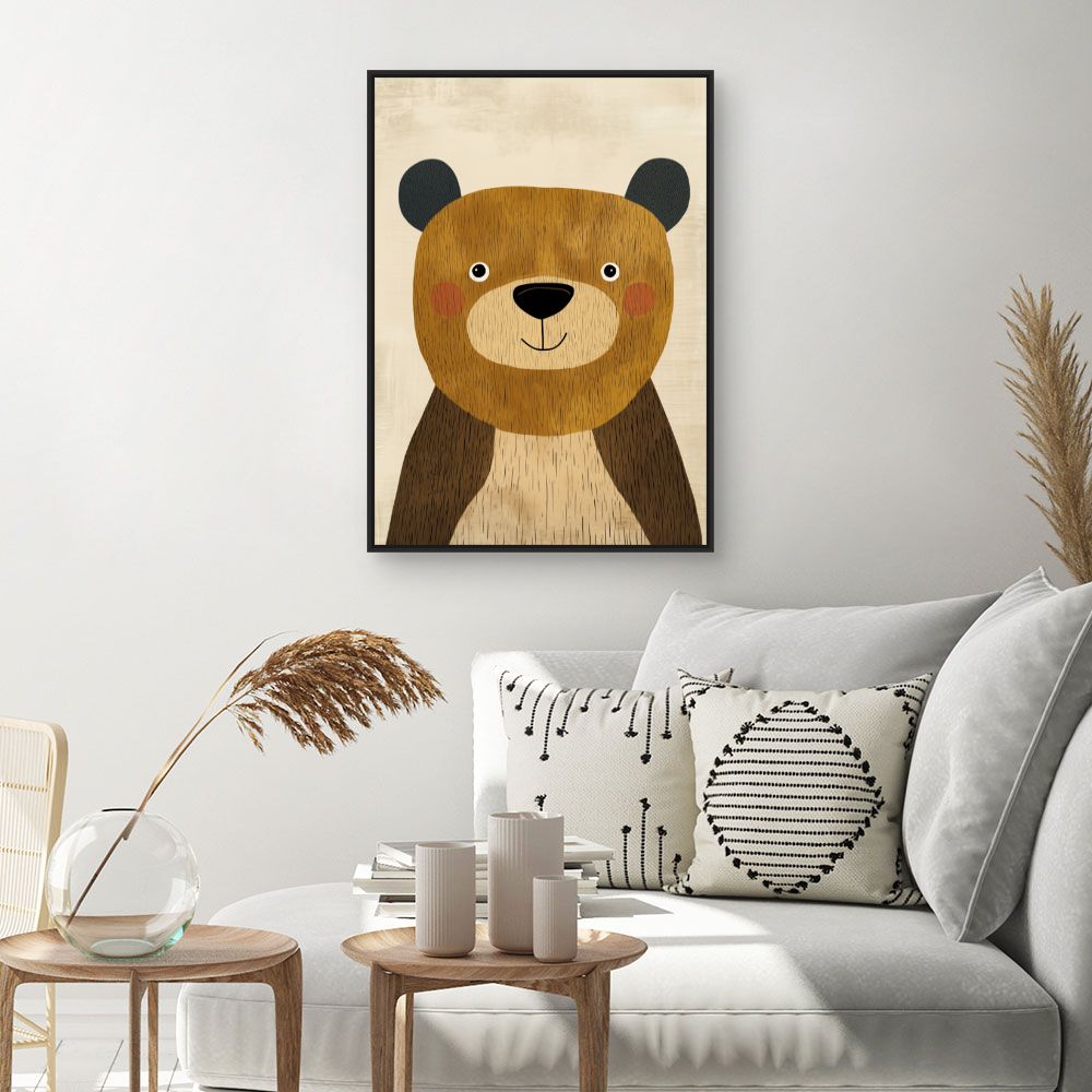 Tableau imprimé pour enfants 'Ours adorable'