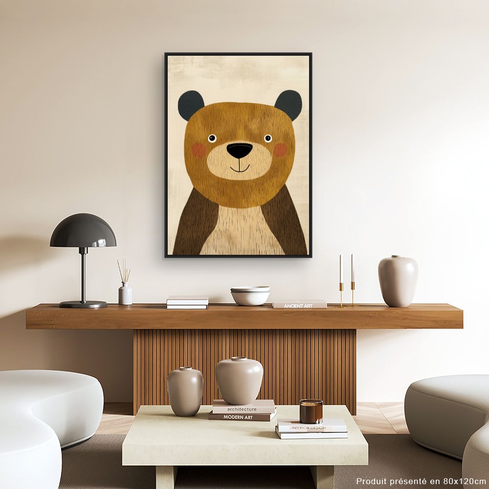 Tableau imprimé pour enfants 'Ours adorable'