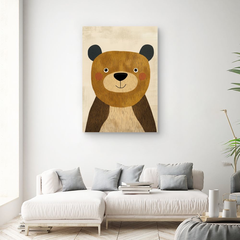 Tableau imprimé pour enfants 'Ours adorable'