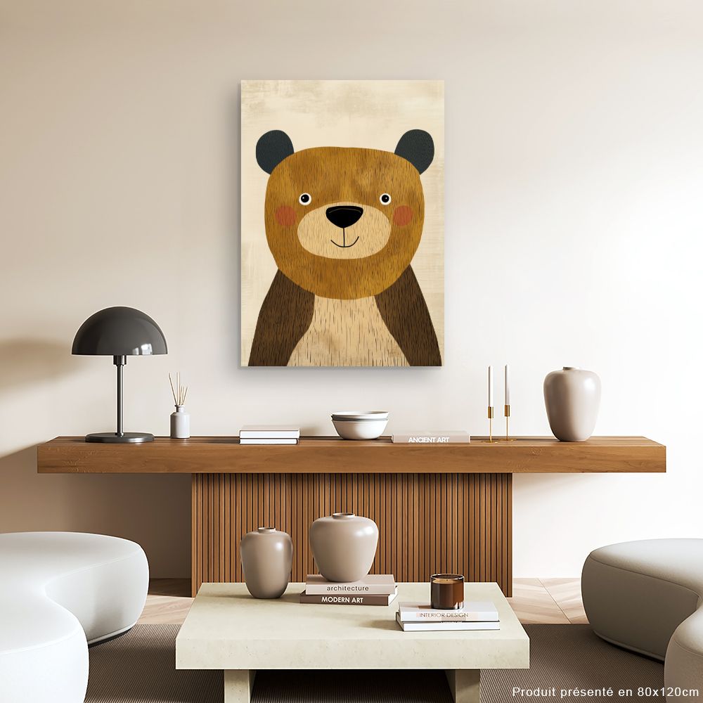 Tableau imprimé pour enfants 'Ours adorable'