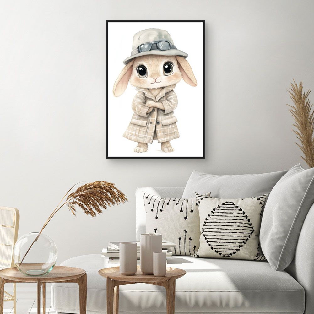 Tableau imprimé pour enfants 'Lapin stylé chic'