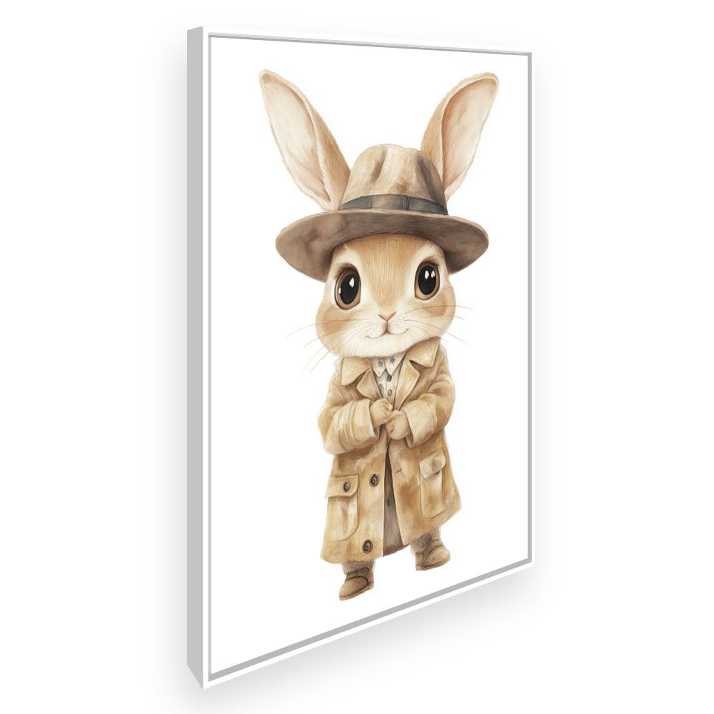 Tableau imprimé pour enfants 'Lapin chic détective'