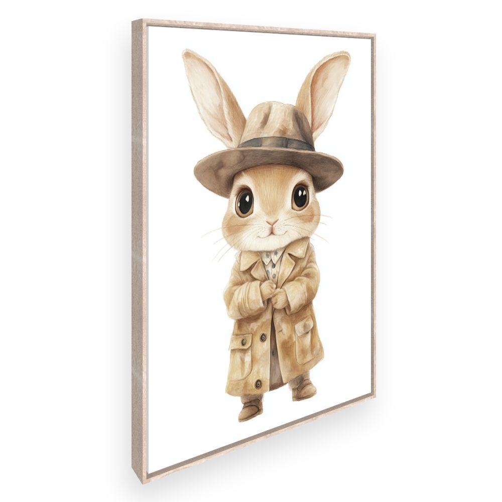 Tableau imprimé pour enfants 'Lapin chic détective'