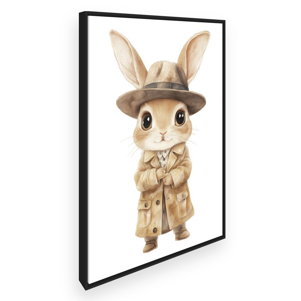 Tableau imprimé pour enfants 'Lapin chic détective'